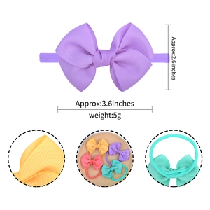 Bandeau bébé fille avec nœud en ruban gros-grain violet 3,6 pouces et élastique doux