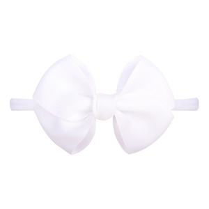 Détail d'un nœud en ruban gros-grain blanc de 4 pouces avec bandeau souple en nylon