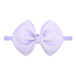 Bandeau bébé mauve clair avec nœud en ruban côtelé et élastique en nylon souple