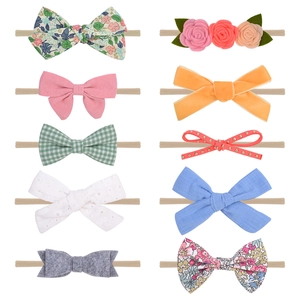 Bandeaux pour Bébé en Tissu de Nylon avec Nœuds en Dentelle Florale Collection d'Accessoires de Cheveux Élastiques pour Enfants