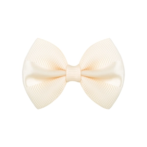 Lazo para el pelo infantil de cinta grosgrain blanco crema con diseño de alas simétricas
