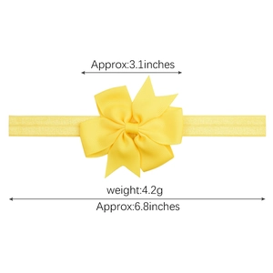 Lemon yellow ribbed grosgrain bow headband for babies with high elasticity band