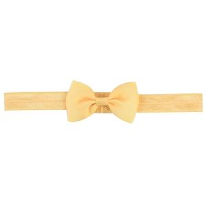 Elastic baby headband with ribbed bow in warm yellow color for newborns and infants