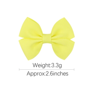 Yellow 2.6 inch solid grosgrain ribbon hair bow clip for girls, weighing 3.3g