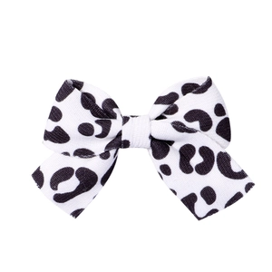 Retro milk pattern fabric bow hair clip with black and white leopard print style
