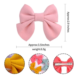 Barrette à nœud en coton rose pour filles avec pince crocodile en métal et texture douce