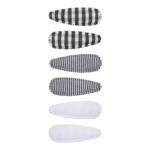 Set of 6 floral and striped fabric BB hair clips with lace edges for girls and women