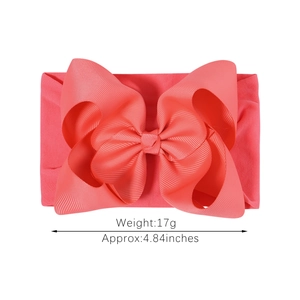 Bandeau bébé en nylon rose avec grand nœud à plusieurs couches et tissu élastique large