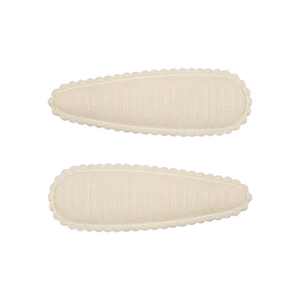 Lot de 2 barrettes à fleurs brodées en coton beige avec bordure en dentelle pour enfants