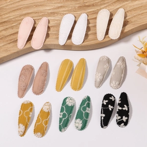 Floral embroidered cotton hair clips for girls, 18-piece multi-color BB clip set