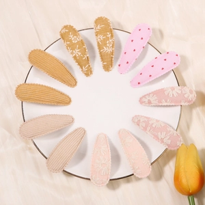 Lot de 12 barrettes en tissu brodé pour filles avec motifs floraux et gaufrés