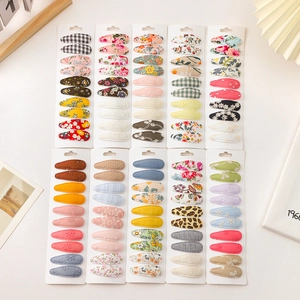 Floral and embroidered BB hair clips set for girls featuring 10 colorful card displays