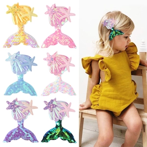 Pince à Cheveux de Sirène en Paillettes Faite à la Main pour Enfants Filles Décoration Coquille Étoile de Mer Pince de Dessin Animé