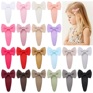 Kids Solid Color Grosgrain Ribbon Bow Hair Clips Scalloped Edge Fully Lined Snap Clip Toddler Girls Hair Accessories Handcrafted