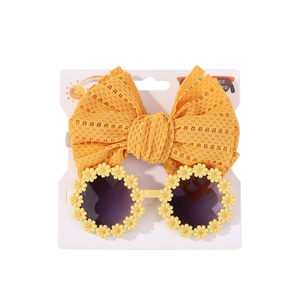 Kinder-Sonnenbrille mit Gänseblümchen und passendem hohl-geschleiftem Stirnband Set