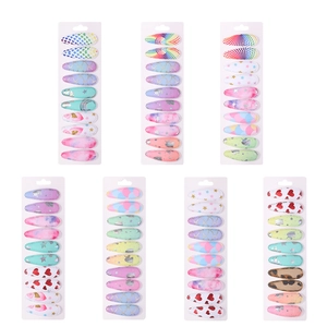 Kids Girls Fabric Snap Clips Variety Printed Hearts Unicorn Star Rainbow Pattern Hair Accessories Collection