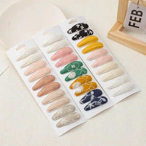 Floral Embroidery Hair Clips Fabric Wrapped BB Clips For Children Girls Fresh Sweet Hairpins Collection Hair Accessories