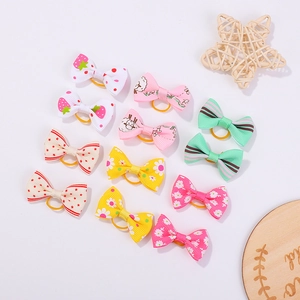 12er-Set bunte bedruckte Haarschleifen aus Ripsband mit elastischen Gummibändern
