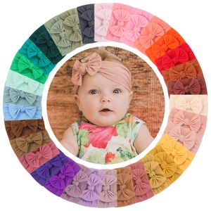 Fasce per Capelli in Nylon Elastico Morbido per Neonati Con Grandi Fiocchi Tinta Unita Accessori per Capelli Fatti a Mano per Bambine