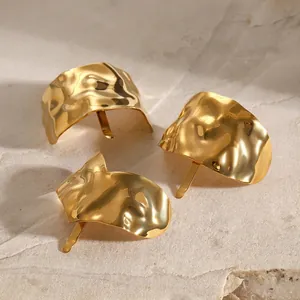 Stainless Steel Hammered Hair Pin For Women Minimalist Irregular Wavy Hair Fork Gold U-Shape Ponytail Holder Hair Jewelry