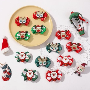 Weihnachts-Haarspangen-Set mit Glitzer-Schleifen und Rentier-Motiv für Kinder