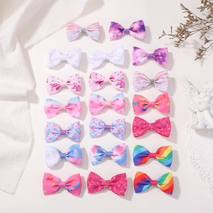 Barrettes À Cheveux Nœud À Paillettes Pour Filles Fait À La Main Arcobaleno Licorne Accessoires Cheveux Doux Pour Enfants