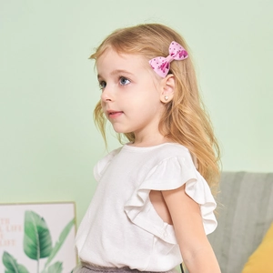 Nœud à cheveux rose pour filles avec motifs de licorne et paillettes étoilées