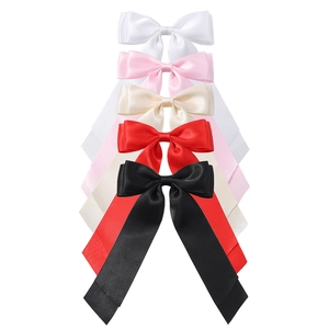 Lot de 5 longs nœuds papillon en satin en blanc, rose, beige, rouge et noir