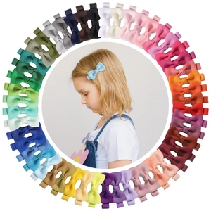 Handmade Grosgrain Ribbon Bow Hair Clips For Girls Candy Color Sweet Bowknot Alligator Clips Kids Hair Accessories
