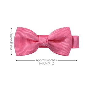 Pink 2-inch handmade grosgrain ribbon hair bow clip for kids, dimensions 2x1 inch and 3.1g