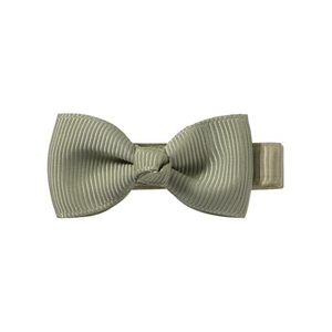 Sage green grosgrain ribbon bow hair clip with fully fabric-wrapped alligator clip for kids