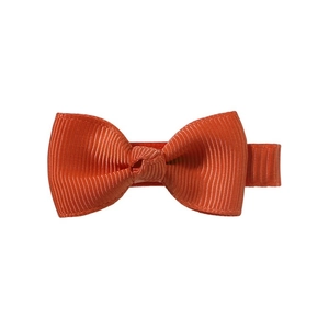 Vibrant orange grosgrain ribbon bow hair clip with handmade texture for girls