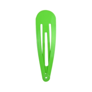 Fluorescent green lacquer finish metal snap clip with a minimalist teardrop hair accessory design