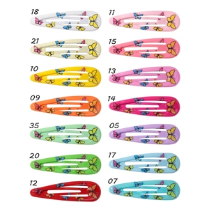 Vue détaillée de 14 barrettes à cheveux papillon en métal aux tons de bonbons macarons