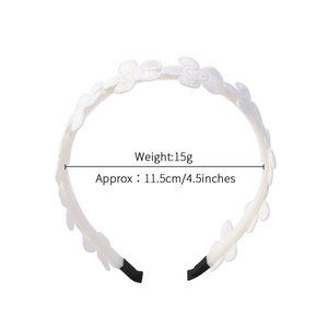 Serre-tête rétro à broderie tournesol pour filles avec fleurs 3D blanches, 11,5 cm