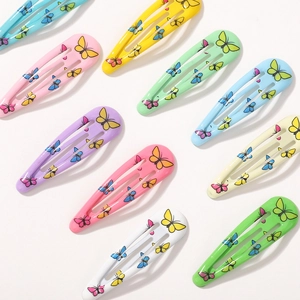 Barrettes à cheveux papillon en métal coloré aux tons macaron et bonbons pour filles