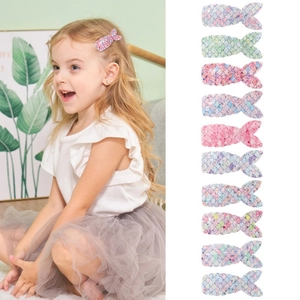 Cute Sequin Mermaid Tail Hair Clip Sparkly Fish Tail Duckbill Clip For Girls Kids Colorful Party Hairpins Hair Accessories