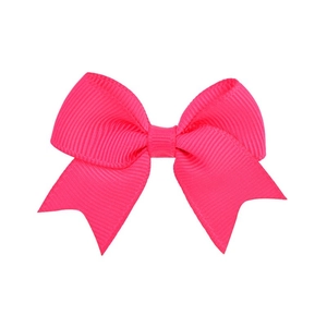 Hot pink grosgrain ribbon hair bow clip for girls with classic double-layer design