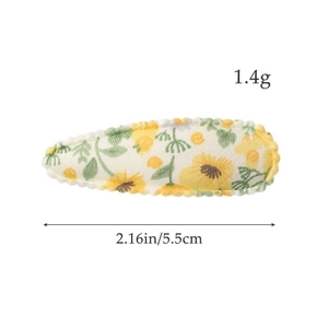 Barrette à cheveux à imprimé floral pour filles avec fleurs jaunes et 5,5cm de long