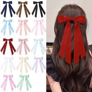 Pince à Cheveux Nœud avec Long Ruban en Satin Polyester Doux Élégant Coiffe pour Filles Femmes Accessoires Cheveux