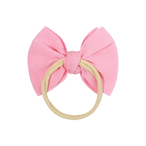 Pink bow baby headband made of high elasticity nylon and soft cotton fabric