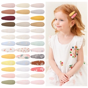 Enfants Doux Barrettes BB Snap Enveloppées de Tissu Broderie Florale Dentelle Goutte d'Eau Pinces à Cheveux Filles Accessoires