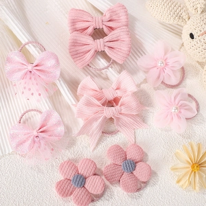 Ensemble de 10 accessoires cheveux roses mignons pour filles avec nœuds et fleurs