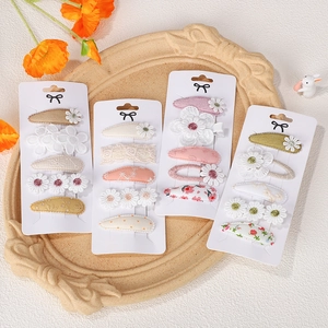 20pcs cute baby hair clips set with floral lace and fabric designs for girls
