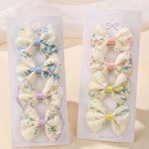 Barrettes à Nœud Floral Faites à la Main Épingles à Cheveux en Ruban de Polyester Accessoires de Cheveux pour Enfants