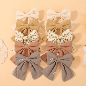 Fermagli per Capelli con Fiocco Stampato per Bambine Stile Preppy Forcine in Tessuto Fermagli con Fiocco a Fiori e Quadri Accessori per Capelli