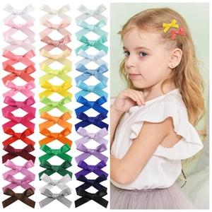 Girls Mini Satin Ribbon Bowknot Hair Clips Handmade Polyester Ribbon Duckbill Clips Sweet Kids Hair Accessories Multicolor