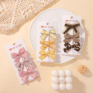 Ensemble Barrettes à Cheveux Papillon Faites Main pour Filles Tissu Floral Carreaux Pinces Bec de Canard Accessoires Cheveux Doux