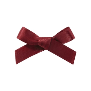 Mini 4.5cm dark red satin bow hair clip for girls, handmade ribbon accessory in deep red