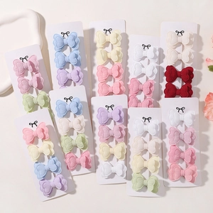 Cotton Linen Butterfly Hair Clips Set Double Layer Padded Duckbill Clips Floral Bow Barrette Hair Accessories For Kids Girls